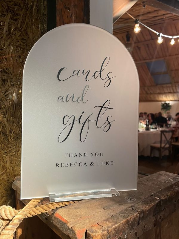White Arch Acrylic Table Sign